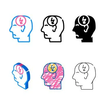 Head cutting ache, headache color icon vector variants Stock Illustration