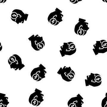 Head cutting ache, headache glyph vector seamless pattern 스톡 일러스트