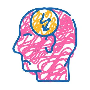 Head cutting ache, headache icon doodle illustration 스톡 일러스트