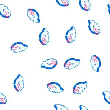 Head cutting ache, headache isometric icon seamless pattern 스톡 일러스트