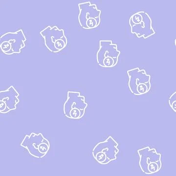 Head cutting ache, headache line vector seamless pattern イラスト素材