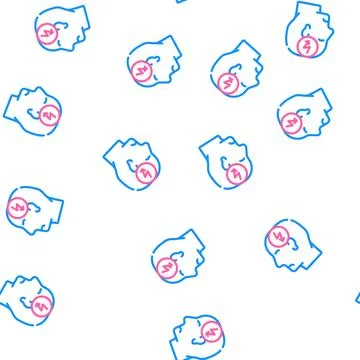 Head cutting ache, headache vector seamless pattern 스톡 일러스트