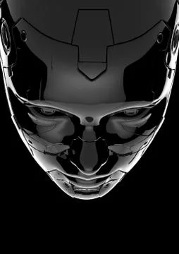 The head of a cyborg on a black background. Illustrazione stock