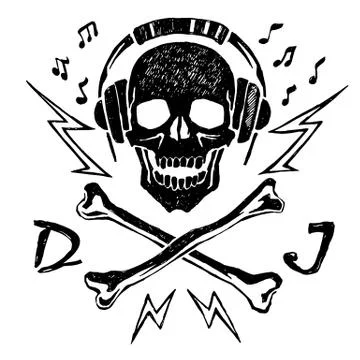 The head of a dead DJ. Stock Illustration