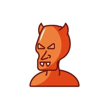 Head of devil with horns on white background Stock Illustration