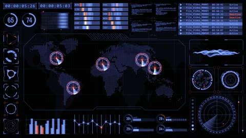 Head up display technology interface with futuristic graph and chat panel Stock Footage 147837703