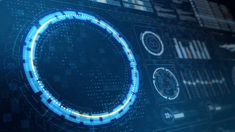 Head up display technology interface screen with futuristic 3D elements graph Stock Footage 152930063