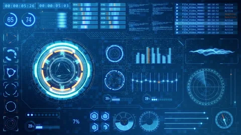 Head up display technology interface screen with futuristic elements graph Stockbeeldmateriaal 153275695