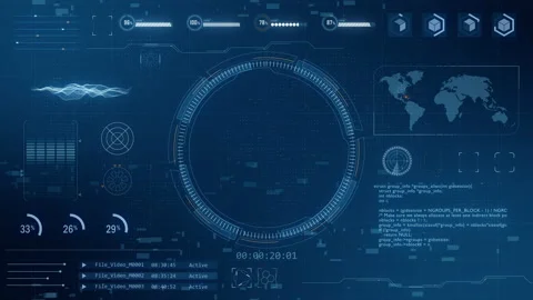 Head up display technology interface screen with futuristic elements graph Stock Footage 201481748