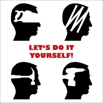 Head with diy tool theme - illustration Stock Illustration