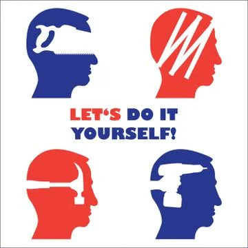 Head with diy tool theme - illustration Stock Illustration