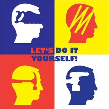 Head with diy tool theme - illustration Stock Illustration