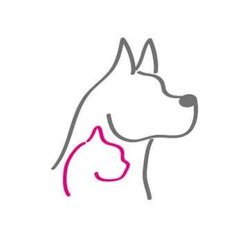 Head of dog and cat Stock Illustration
