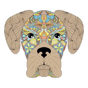 Head of dog on white background. Stock Illustration