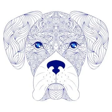 Head of dog on white background Stock Illustration