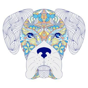 Head of dog on white background Stock Illustration