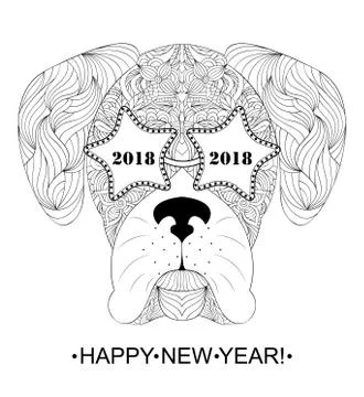 Head of dog on white background. Stock Illustration