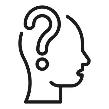 Head doubt icon outline vector. Question brain Stock Illustration