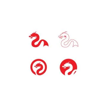Head dragon flat color logo Stock Illustration