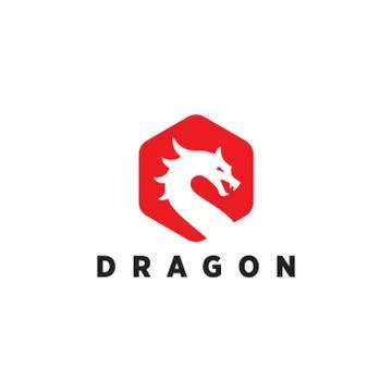 Head dragon logo template red Stock Illustration