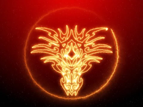 Head Dragon symbol with fire effect green screen background Stock Footage 220771976