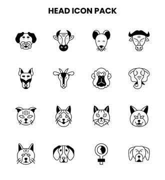 Head DuoTone Bundle Icons Pack Stock Illustration