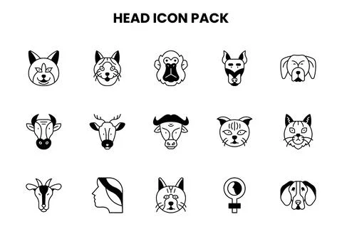 Head DuoTone Bundle Icons Pack Stockillustratie