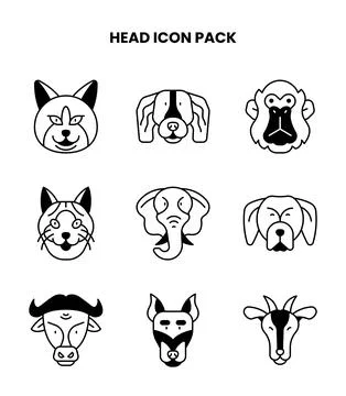 Head DuoTone Design Icons Pack Stock Illustration