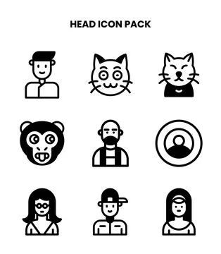 Head DuoTone Graphics Icons Pack Stock Illustration
