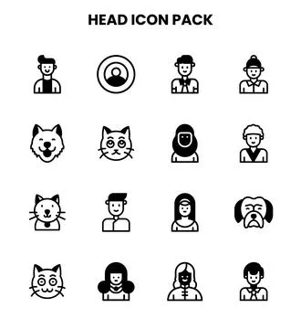 Head DuoTone Icons Pack Stock Illustration