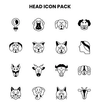 Head DuoTone Scalable Icons Pack Stock Illustration