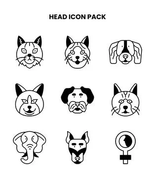 Head DuoTone Scalable Icons Pack Stock Illustration