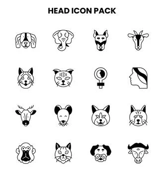 Head DuoTone UI Icons Pack Stock Illustration