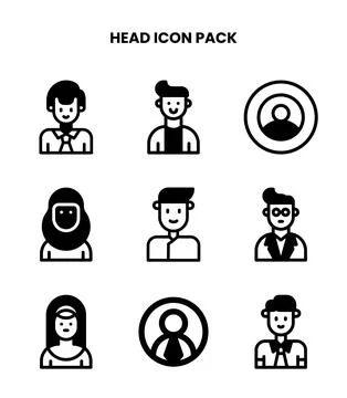 Head DuoTone Vector Icons Pack Stock Illustration