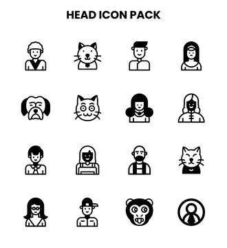 Head DuoTone Vector Icons Pack Stock Illustration