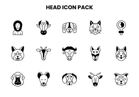 Head DuoTone Vector Icons Pack Stock Illustration