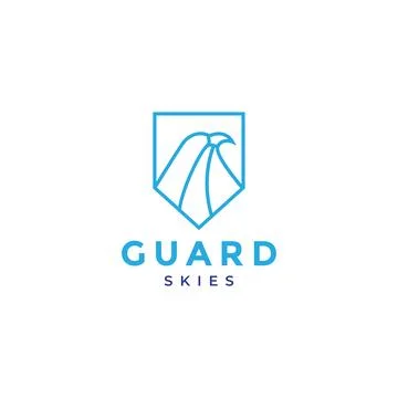 Head eagle falcon line with shield logo design vector graphic symbol icon i.. Stock Illustration