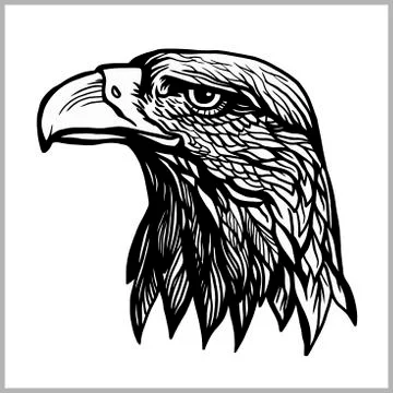 Head of an eagle in the form of the stylized tattoo Stock Illustration