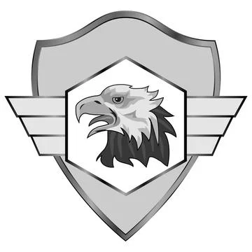 Head of the eagle of the shield in gray tones Stock Illustration