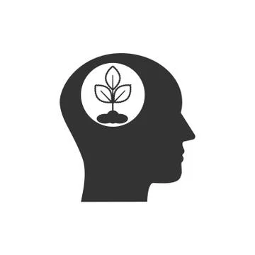 Head, eco thinking icon. Vector illustration, flat design. Stock Illustration