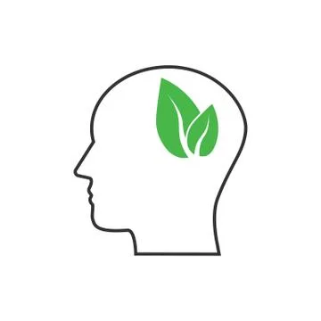 Head, eco thinking icon. Vector illustration, flat design. Stock Illustration