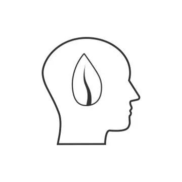 Head, eco thinking icon. Vector illustration, flat design. Stock Illustration