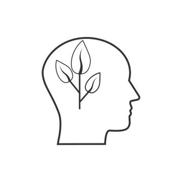 Head, eco thinking icon. Vector illustration, flat design. Stock Illustration