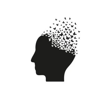 Head with the effect of destruction. Dispersion. Butterfly, moth Stock Illustration