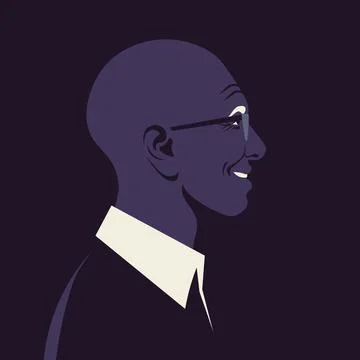 The head of an elderly smiling African man in profile. Stock Illustration