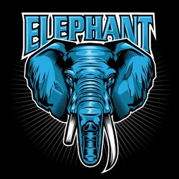 Head Elephant Logo Mastcot Blue color vector illustrator Stock Illustration