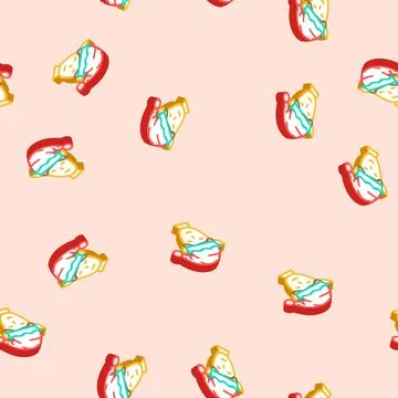Head elf christmas cute isometric icon seamless pattern Stock Illustration