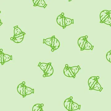 Head elf christmas cute line vector seamless pattern Stock Illustration