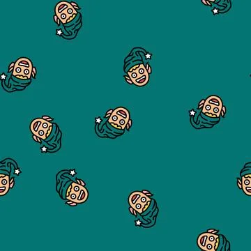 Head elf christmas cute vector seamless pattern 库存插图