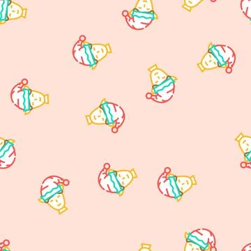 Head elf christmas cute vector seamless pattern Stock Illustration